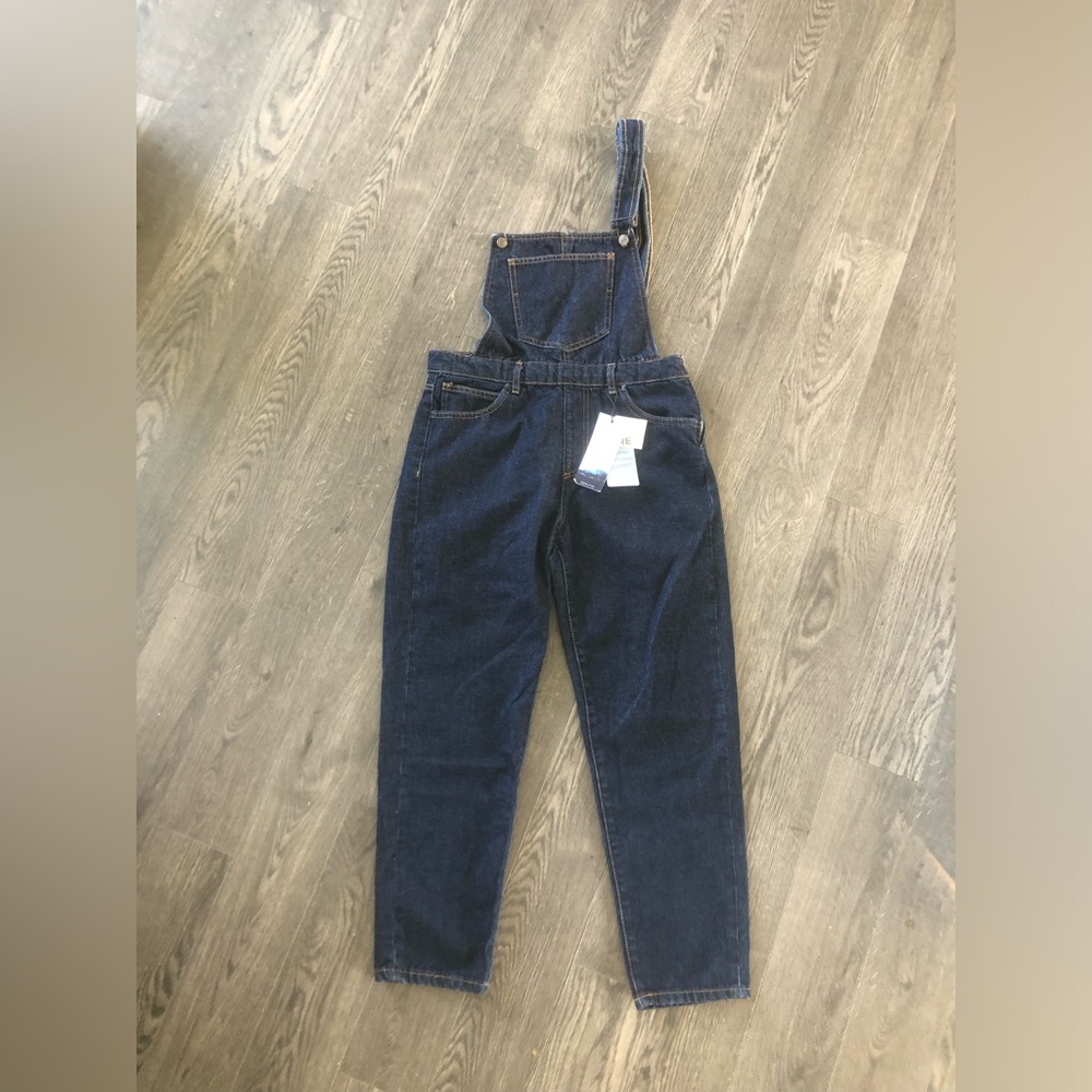 BNWT Women's Dark Blue Denim Bib Jumpsuit Overalls | Size 10